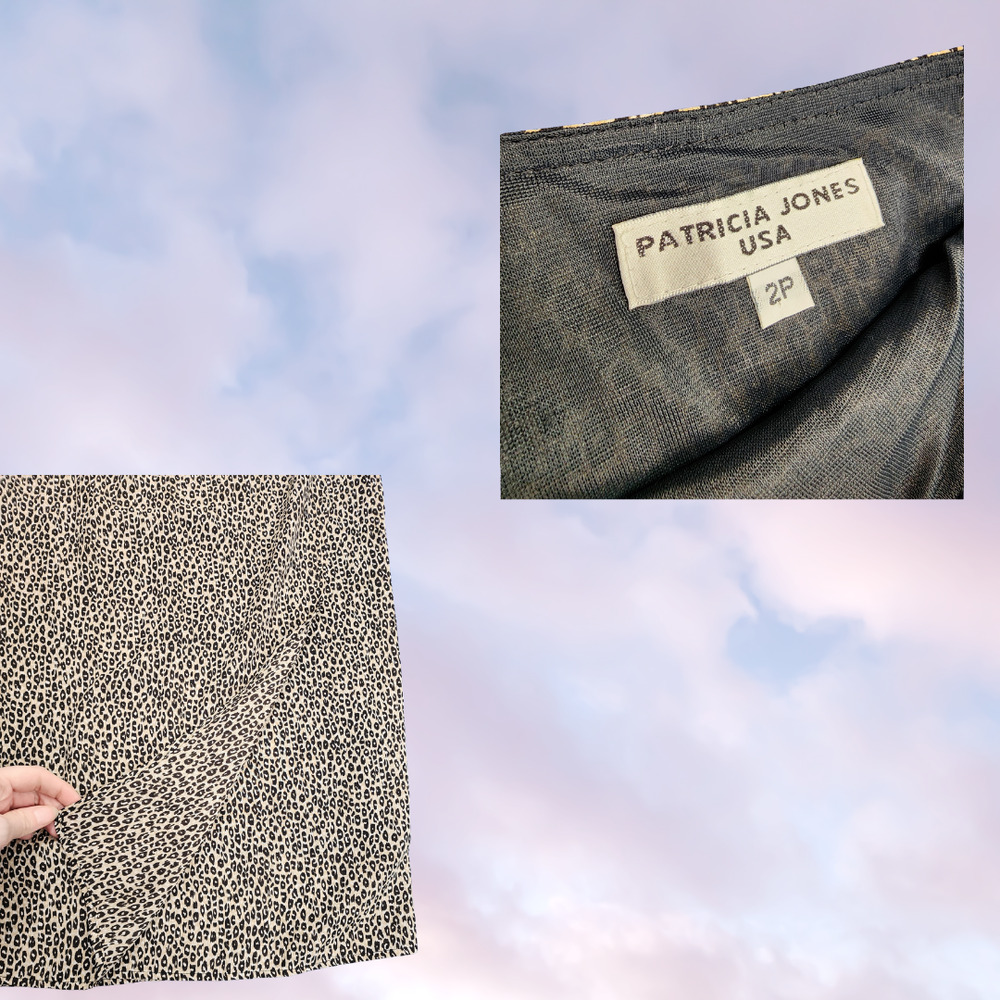 Vtg Patricia Jones USA Leopard Cheetah Print Long Maxi Wrap Tulip Skirt Sz 2P - Picture 3 of 4
